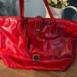 Rooney & Burke Vintage Patent Leather Red Tote Bag